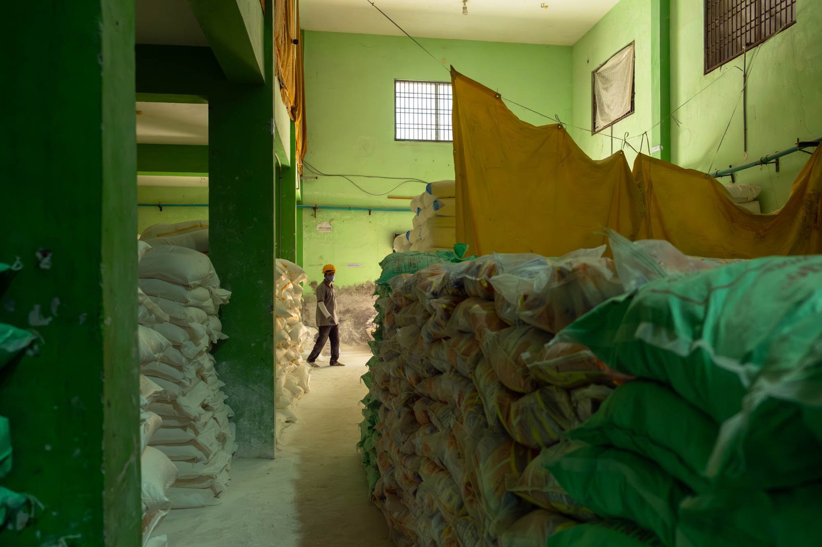 Raw material storage area at Challenge Soap factory